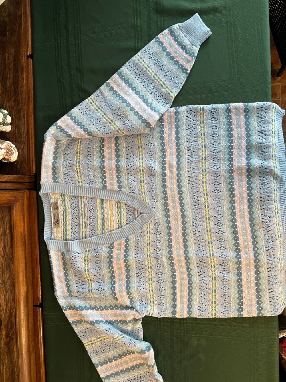 Light Blue Pastel Stripe V-Neck Sweater